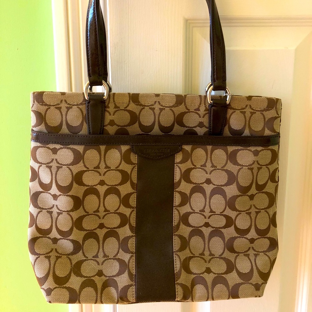 NWOT Coach leather and fabric purse